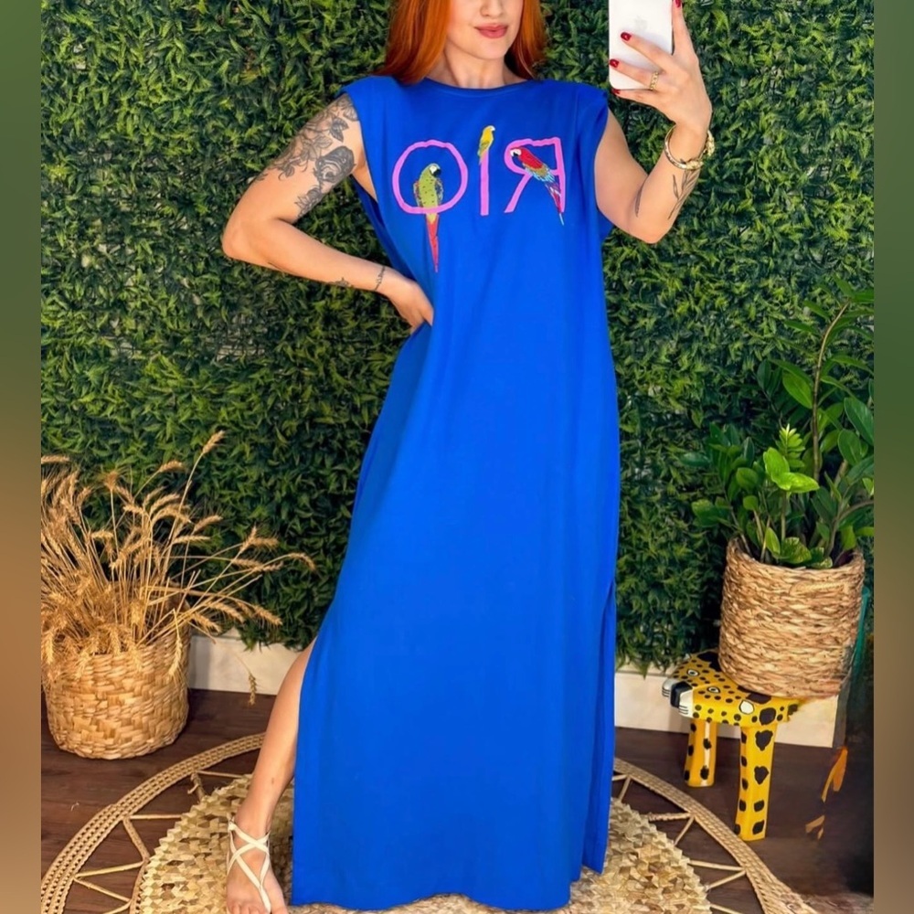 FARM Rio Vibrant Blue Maxi Dress Size S